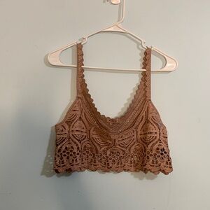 POL Dusty Rose Crochet Crop Top